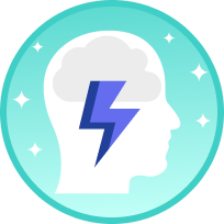 Icon of thunderbolt inside the silhouette of a head