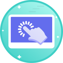 Icon of a finger touching a computer screen